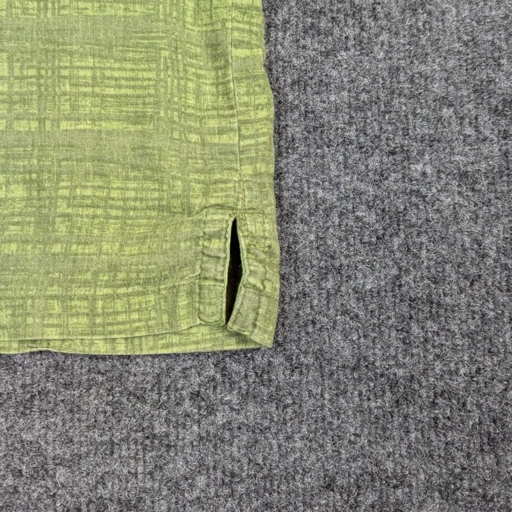 The North Face Mens XL Green Hemp Blend Grid Short Sleeve Button Down Shirt